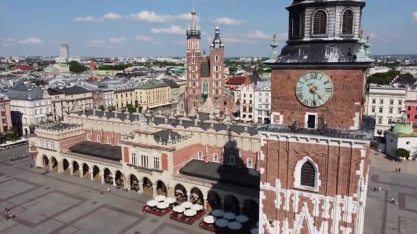 Mercado Basílica Santa María Bazylika Mariacka Centro Ciudad Cracovia Polonia — Vídeo de stock