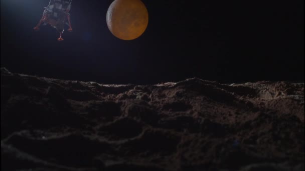 Mission Spatiale Atterrissage Sur Surface Lunaire Vue Lune Point Vue — Video