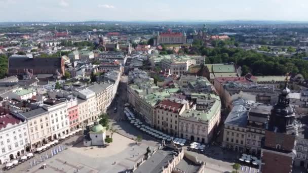 Blick Auf Die Kathedrale Des Königsschlosses Wawel Vom Hauptplatz Überführung — Stockvideo