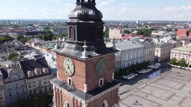 Polonya Nın Krakow Kentindeki Kent Merkezi Ndeki Kumaş Salonu Sukiennice — Stok video