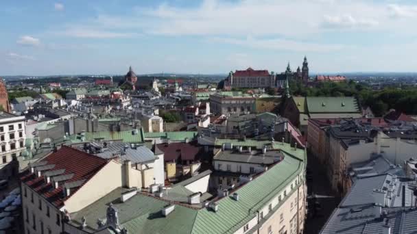 View Wawel Royal Castle Cathedral Main Square City Centre Flyover — Stock Video