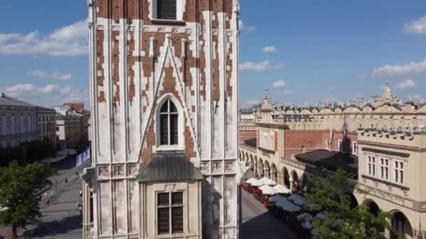 Belediye Binası Kulesi Wiea Ratuszowa Polonya Nın Krakow Kentinin Şehir — Stok video