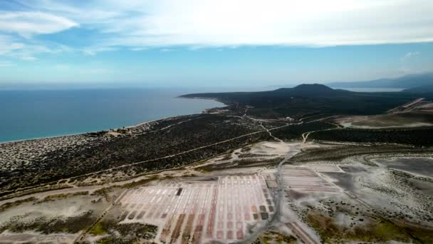 显示墨西哥下加利福尼亚粉色盐池的无人驾驶飞机照片 — 图库视频影像