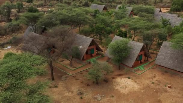 Typical African Lodges Turmi Omo Valley Ethiopia Aerial Drone Shot — Stock Video