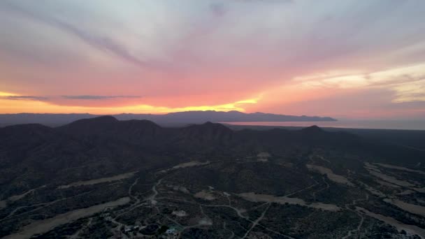 Drone Shot Deep Sunset Ensenada Los Muertos Praia México — Vídeo de Stock