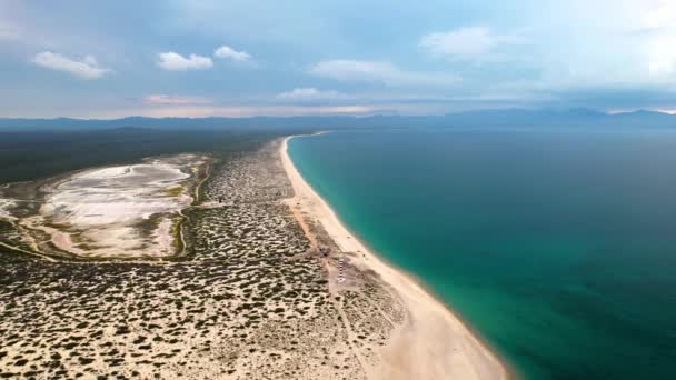 Drone Shot Las Minas Sal Línea Playa Baja California Sur — Vídeo de stock