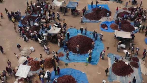 Paprika Market Town Alaba Kulito Ethiopia Aerial Drone Shot — Stock Video