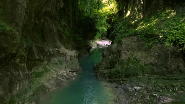 Vola Punto Riferimento Naturale Del Canyon Martvili Nella Repubblica Georgia — Video Stock