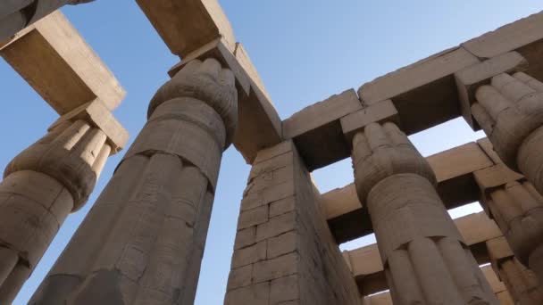 Ручний Знімок Дивиться Вгору Біля Вежі Вежі Луксорського Храму Єгипет — стокове відео
