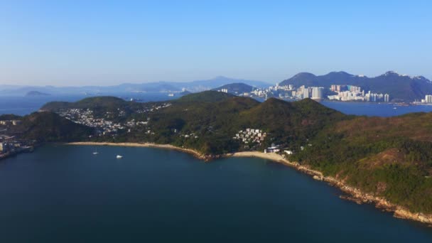 Drone Shot Viajando Para Frente Acima Uma Ilha Tropical Com — Vídeo de Stock