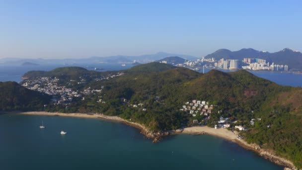 Drone Shot Viajando Para Frente Acima Uma Ilha Tropical Com — Vídeo de Stock