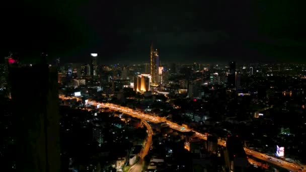 Cinematic Urban Drone Footage Antial View Buildings Skyscraper Middle Bangkok — Stock videók