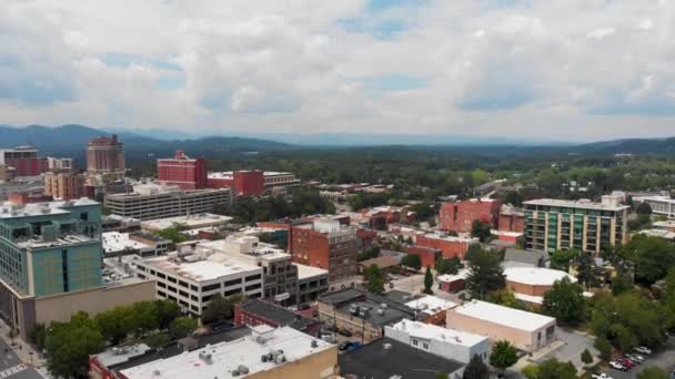 Vídeo Drone Centro Asheville Visto Lado Leste Dia Ensolarado Verão — Vídeo de Stock