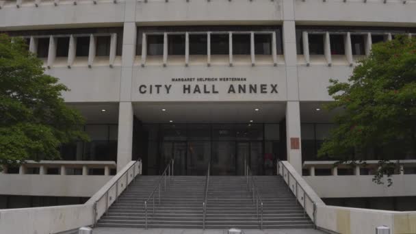 Establishing Shot Houston City Hall Building — Stock Video