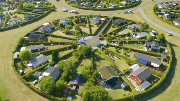 Birds Eye View Utopian Circular Garden Community Danimarca — Video Stock