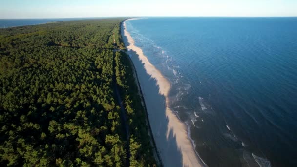 Krynica Morska Beach Coastline Vistula Spit Aerial Dolly Indietro Stabilire — Video Stock