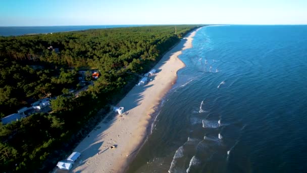 Krynica Morska Beach Coastline Vistula Spit Letecká Dolly Vpřed — Stock video