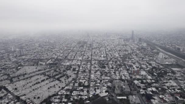 Zdjęcia Dronów Pochmurny Poranek Cmentarzu Dolores Monterrey City Meksyk — Wideo stockowe