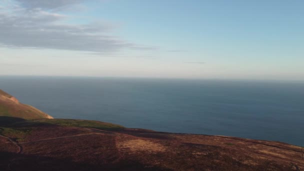 Sunrise Bristol Channel Προβολή Ουαλίας Απόσταση Από Holdstone North Devon — Αρχείο Βίντεο