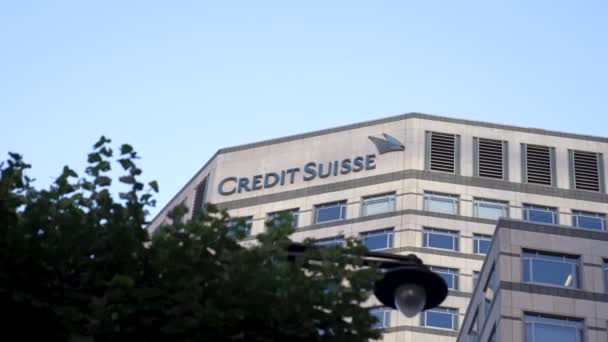 Canary Wharf London United Kingdom July 2022 Credit Suisse Headquaters — Stock Video