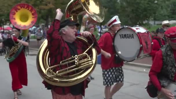 Taste Wisconson Tuba Player Red Jacket — Stock Video