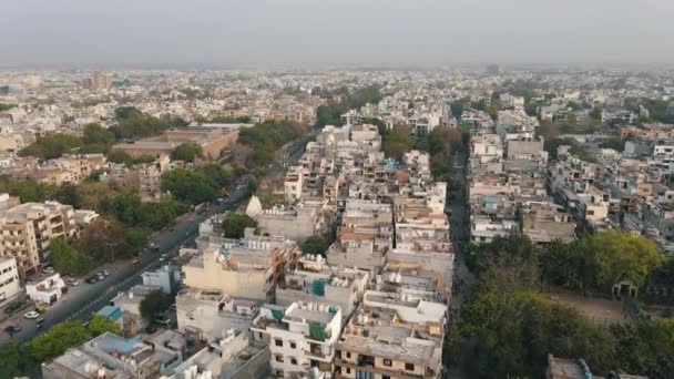 Vista Aérea Superior Los Tejados Ciudad India Nueva Delhi Oeste — Vídeo de stock
