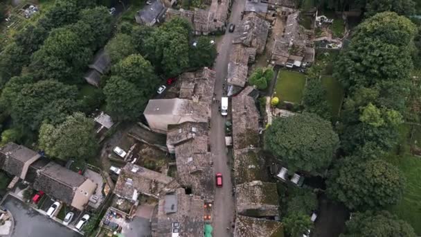 Bradford West Yorkshire Daki Haworth Village Ana Caddesinin Insansız Hava — Stok video