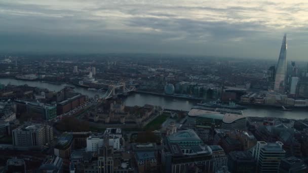 Снимок Воздуха Над Центральным Лондоном Закате Знаменитые Исторические Достопримечательности Англии — стоковое видео