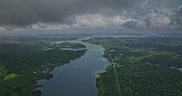 Canal Panama Aerial Zone Survol Gamboa Capturant Paysage Rivière Chagres — Video