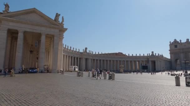 Turistas Visitantes Que Caminham Pela Praça São Pedro Vaticano Lento — Vídeo de Stock