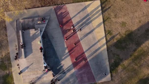 Bird Eye View Class Tango Dancers Park City Buenos Aires — Stock Video