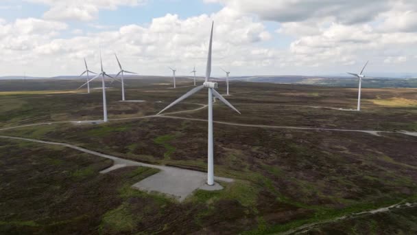 Modern Wind Farm Gelegen West Yorkshire Moors Genomen Met Behulp — Stockvideo