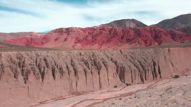Slider Shot Geological Formation Cliff Quebrada Seorita Βόρεια Αργεντινή — Αρχείο Βίντεο