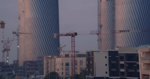 Pan Schot Van Lussail Plaza Tower Aanbouw — Stockvideo