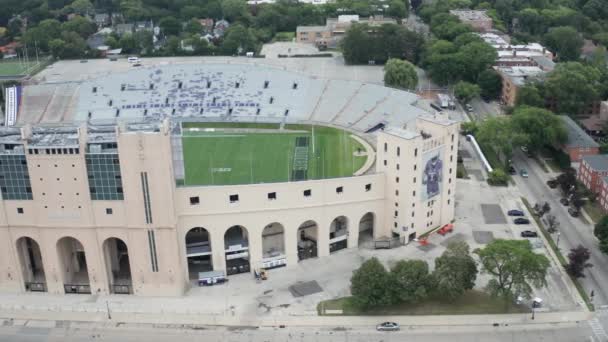 Ryan Field Fotbollsstadion Campus Northwestern University Evanston Illinois Med Drönare — Stockvideo