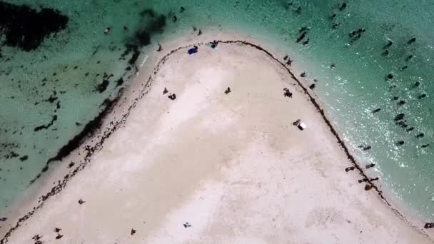 在墨西哥妇女岛的一个海滨小湾里散步的人们的航拍照片 人们在海滩上散步 享受着 — 图库视频影像