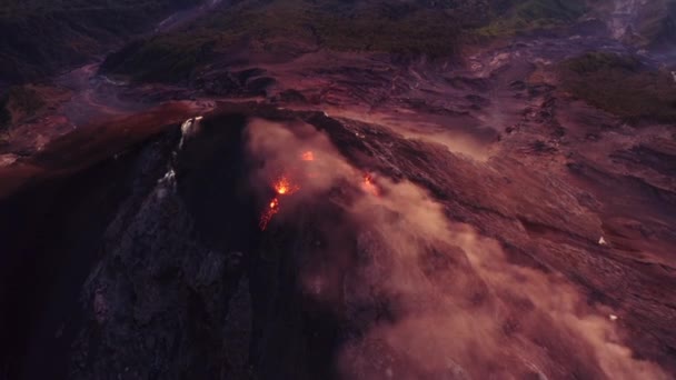 Compleet Gek Krater Van Fuego Vliegen Een Van Guatemala Actieve — Stockvideo