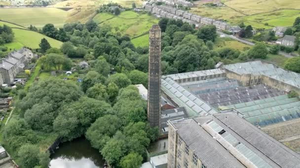 Drone Aerial Footage Typical Industrial Village Yorkshire England Marsden Yorkshire — Vídeos de Stock