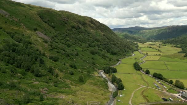 Úžasný Dechberoucí Letecký Výhled Cumbrian Údolí Lake District Záběry Záběrů — Stock video