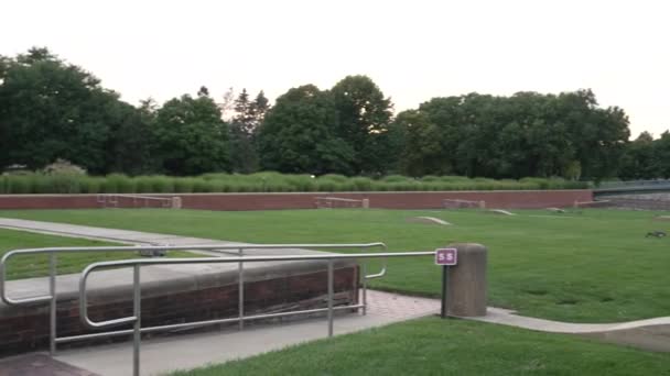 Campo Oche Canadesi Padella Lenta Durante Tramonto — Video Stock