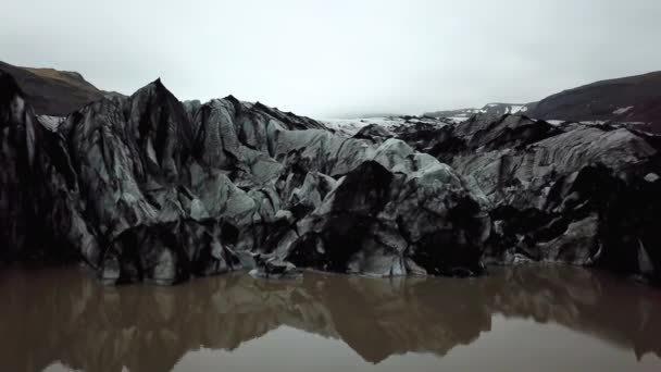 Вид Воздуха Ледник Slheimajkull Тает Воде Летом Исландия — стоковое видео