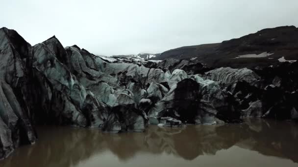 Летом Вид Воздуха Ледник Slheimajkull Исландия Тает Воде — стоковое видео