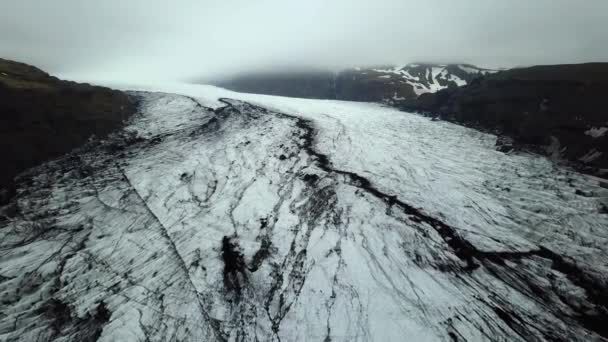 Панорамный Вид Текстурированный Ледник Slheimajkull Исландия Летом — стоковое видео