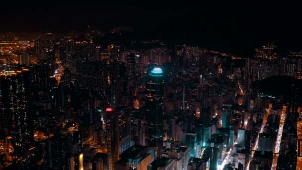 Dron Natočil Jak Noci Cestuje Nalevo Velké Město Památkovou Obchodní — Stock video