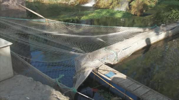 Netting Small Containment Area Fish Farm — Stock Video