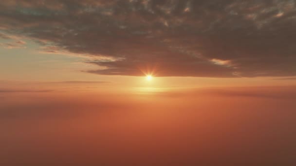 Lentement Vers Arrière Poupée Aérienne Lever Soleil Doré Mais Nuages — Video