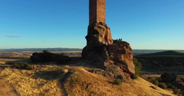 Ruínas Castelo Zafra Município Campillo Dueas Guadalajara Espanha Localização Game — Vídeo de Stock