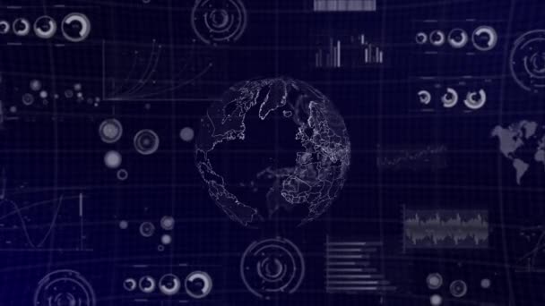 Data Analysis Technology Globe Rotating India Country Graphs Charts Analytics — Stock Video