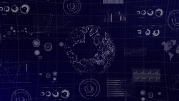 Análisis Datos Tecnología Globo Giratorio Myanmar Birmania País Con Gráficos — Vídeos de Stock