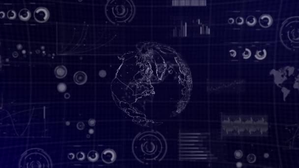 Data Analysis Technology Globe Rotating Georgia Country Graphs Charts Analytics — 비디오